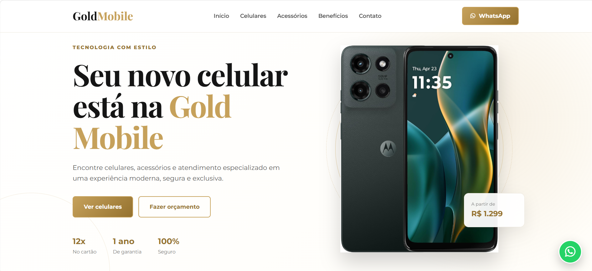 Página inicial da Gold Mobile